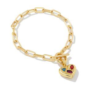 Kendra Scott Penny Gold Heart Chain Bracelet in Multi Mix/NWT